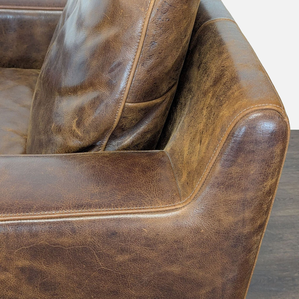 Interior Define Sloan Brown Leather Lounge Chair with Ottoman