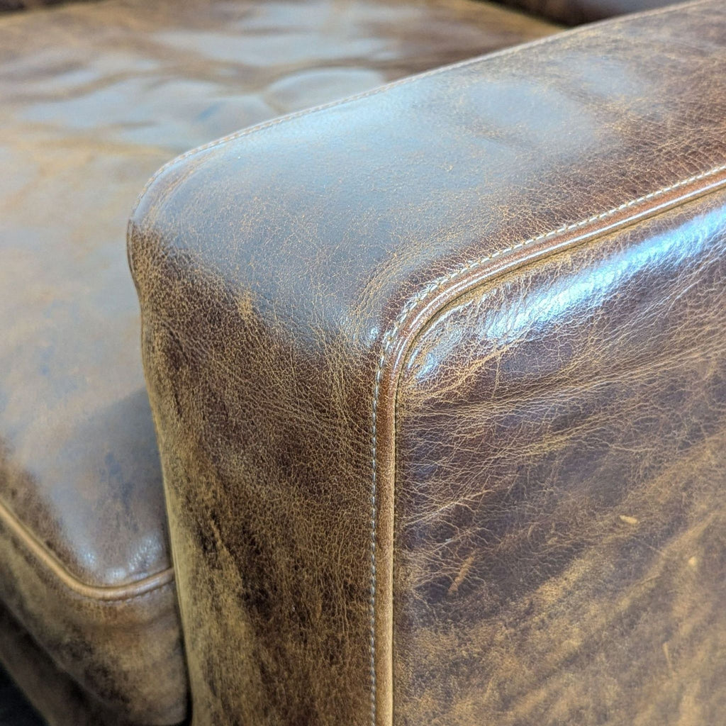 Interior Define Sloan Brown Leather Lounge Chair with Ottoman