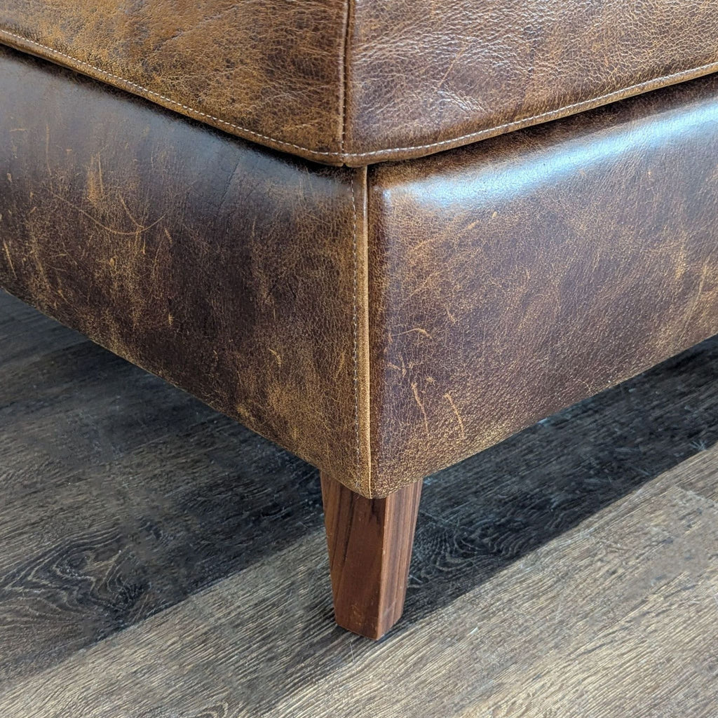 Interior Define Sloan Brown Leather Lounge Chair with Ottoman