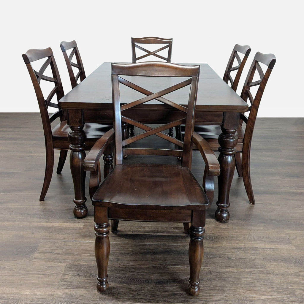 Ashley Furniture 7-Piece Dark Wood Dining Set with 6 Chairs