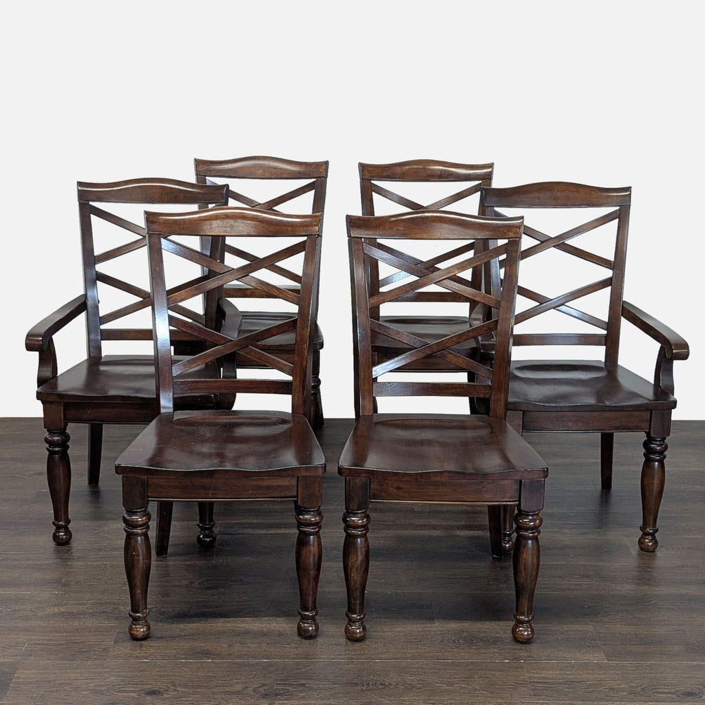 Ashley Furniture 7-Piece Dark Wood Dining Set with 6 Chairs