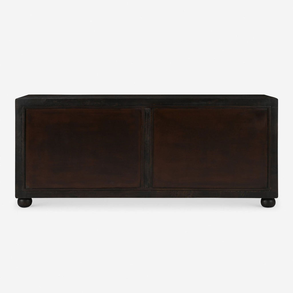 Lulu and Georgia dark-finished dresser with six roomy drawers, perfect for organizing bedroom essentials.