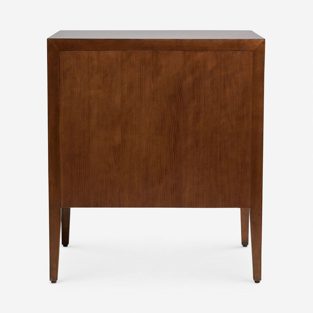 Heidi Caillier-designed end table in cherry-finished oak with brass hardware, for Lulu and Georgia.