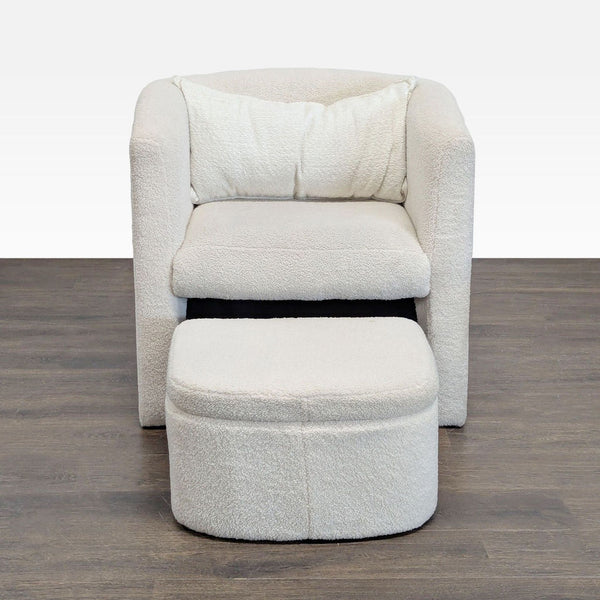 Wayfair Lounge Chair with Ottoman and Hidden Storage - Cozy Cream