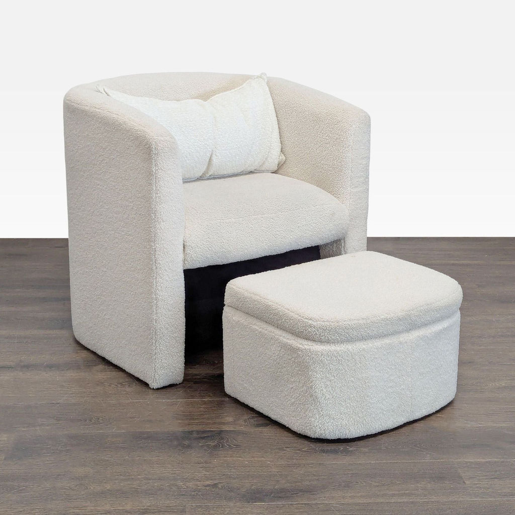 Wayfair Lounge Chair with Ottoman and Hidden Storage - Cozy Cream