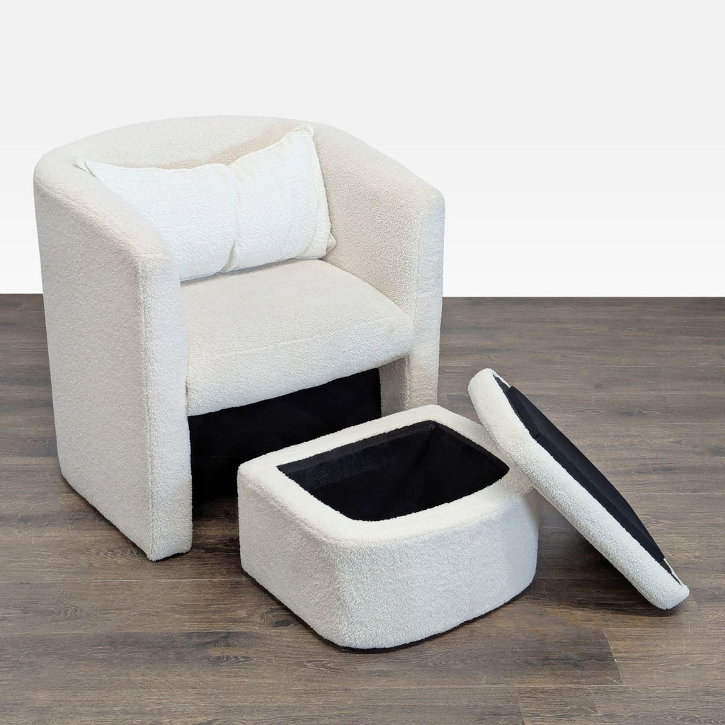 Wayfair Lounge Chair with Ottoman and Hidden Storage - Cozy Cream