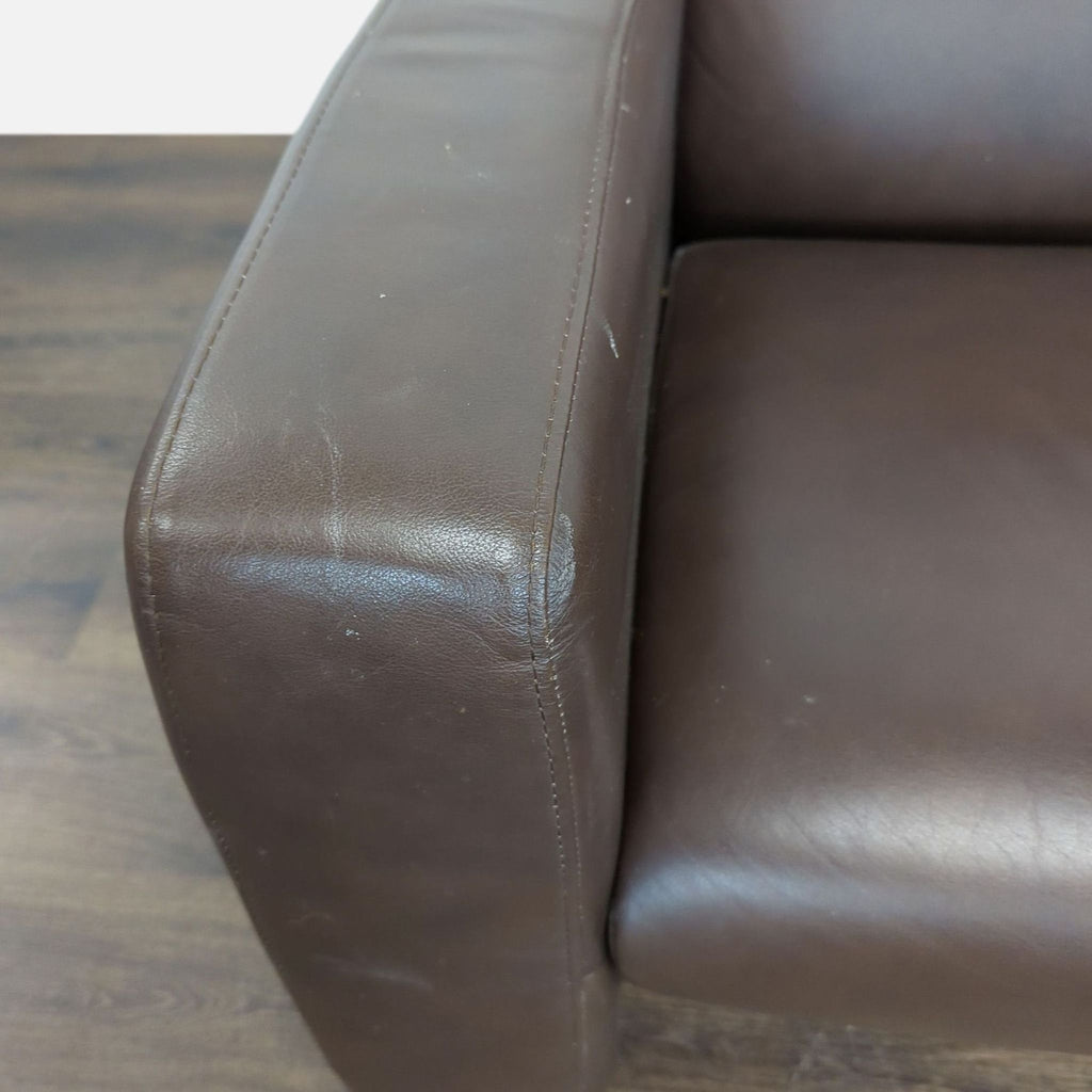 Stressless Brown Leather Sectional Sofa with Wood Legs