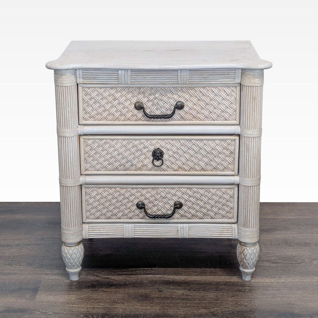 Lexington Furniture wood and wicker end table chest with a painted finish.  