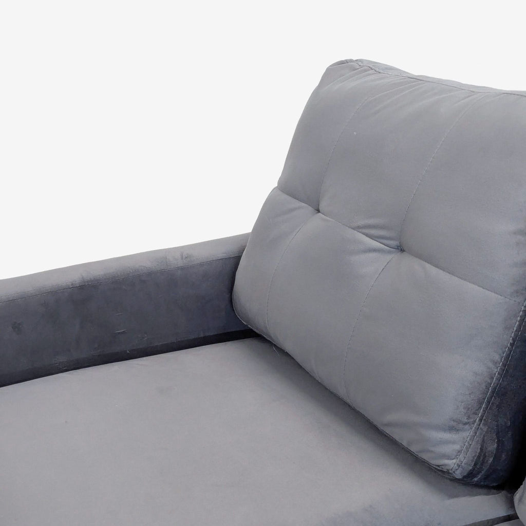 Modern Gray Velvet Loveseat with Wooden Legs