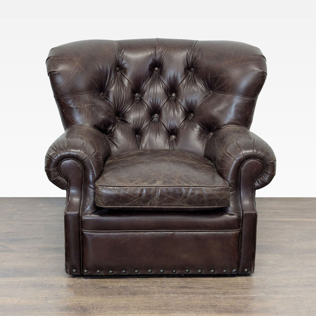 Restoration Hardware Churchill Brown Leather Lounge Chair with Rolled Arms - Accepted Offer (27.75% discount)