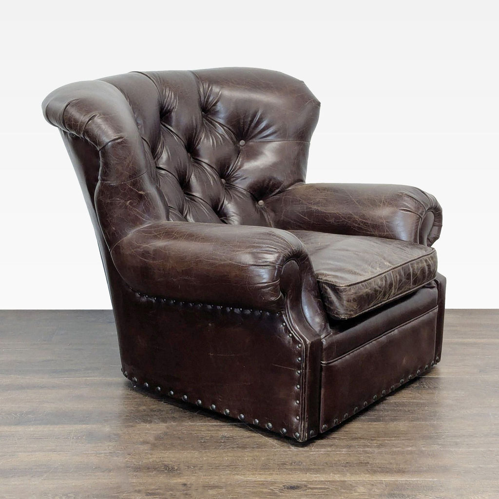 Restoration Hardware Churchill Brown Leather Lounge Chair with Rolled Arms - Accepted Offer (27.75% discount)