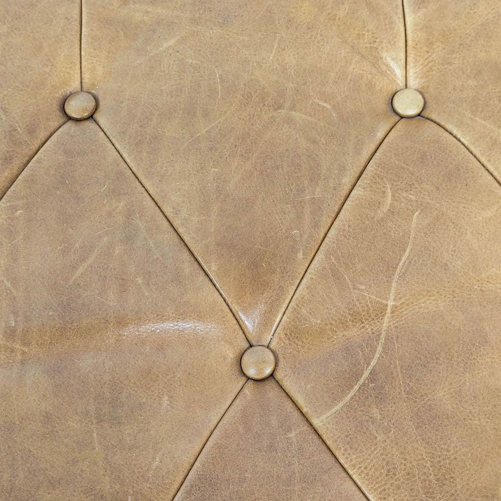 Wood and Leather Button-Tufted Bench