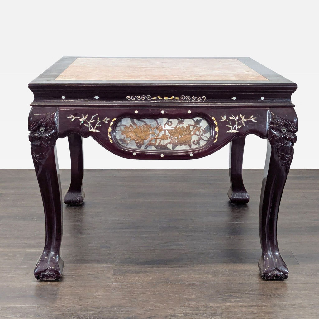 Vintage Chinese Marble Top End Table