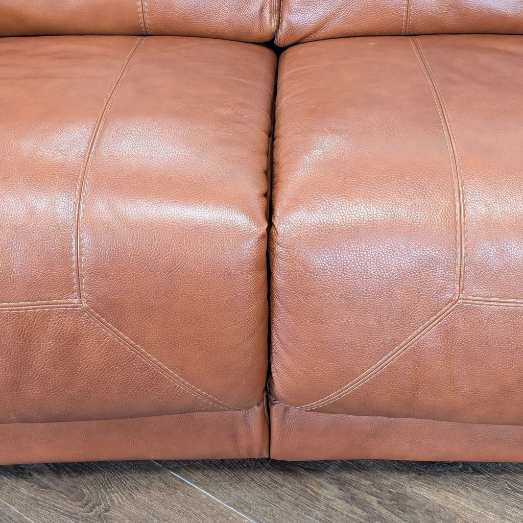 Brown Leather Power Reclining Sectional Sofa with Built-In Armrests