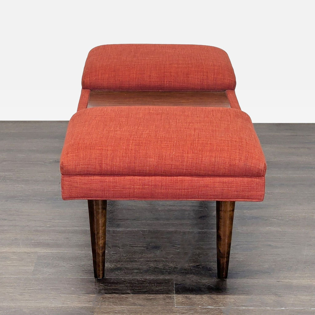 Mid-Century Style Wood Bench with Cushions