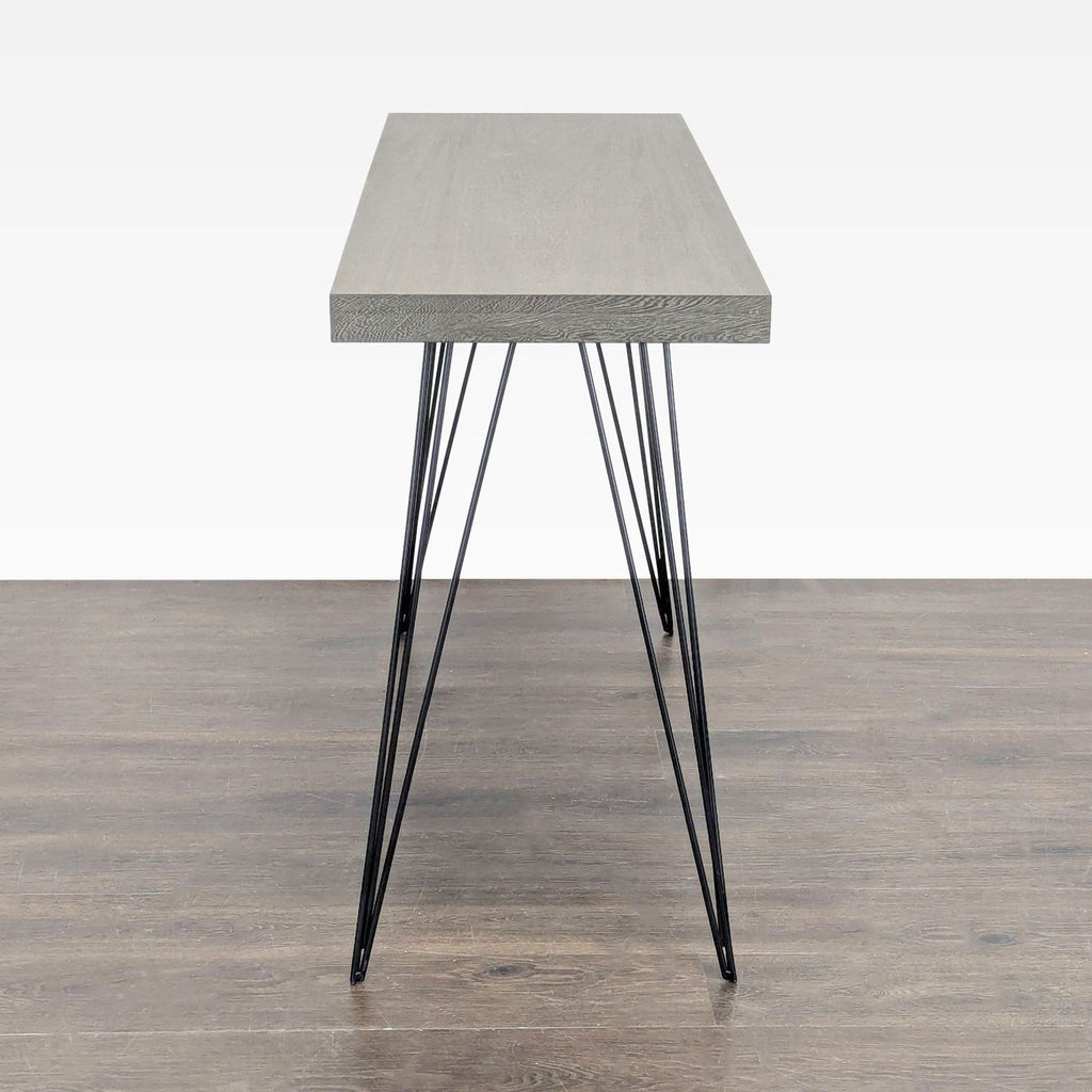 Wood Console Table with Metal Hairpin Legs