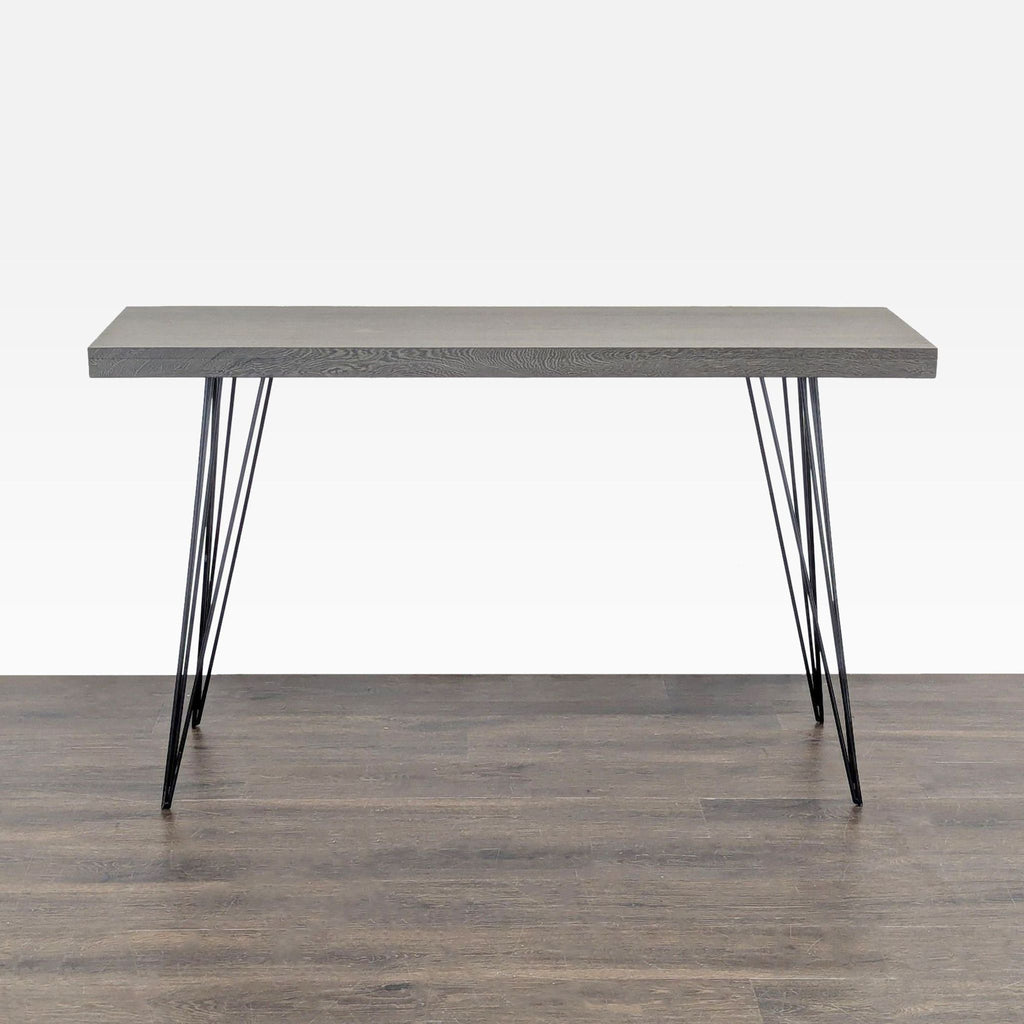 Wood Console Table with Metal Hairpin Legs