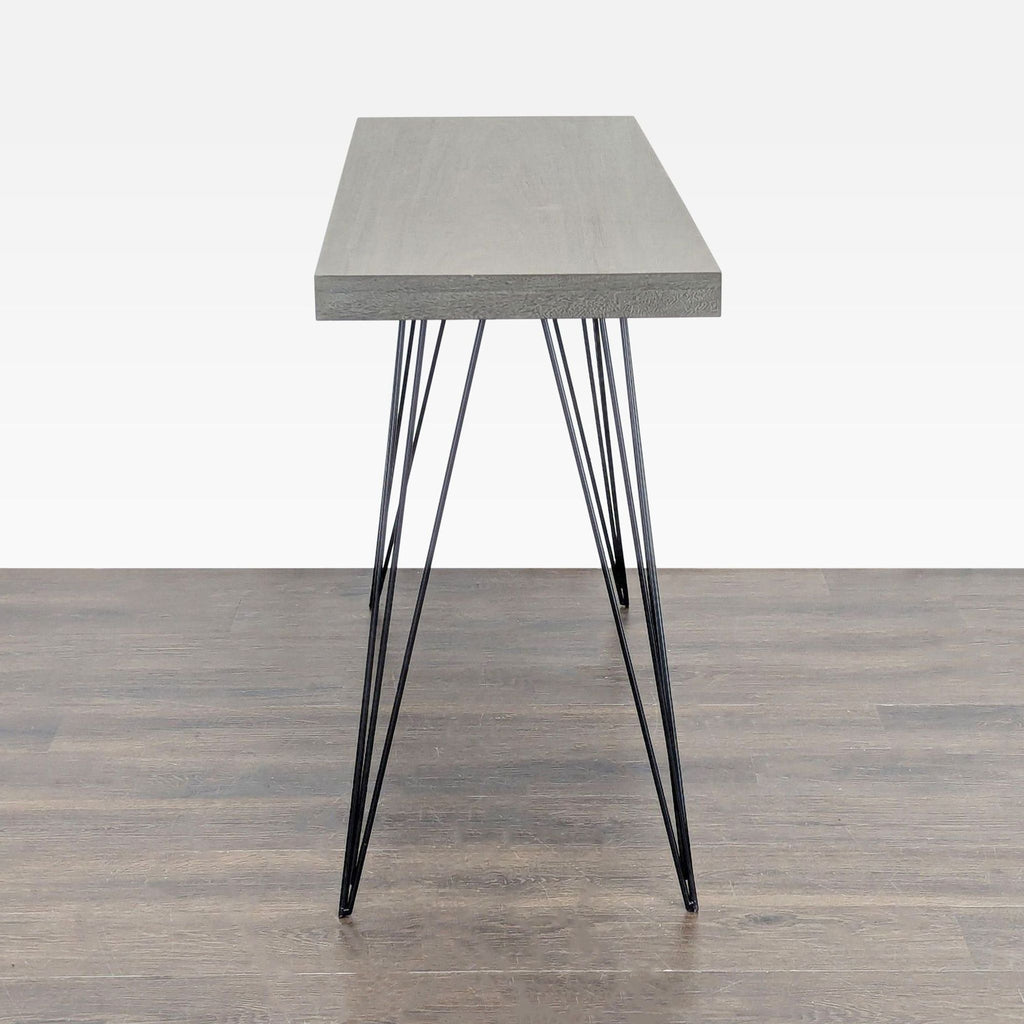 Wood Console Table with Metal Hairpin Legs