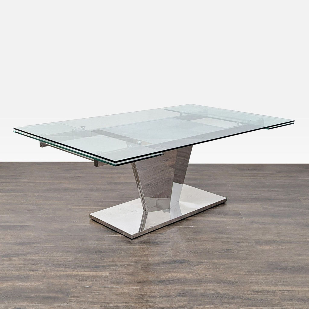 Glass and Metal Expandable Dining Table