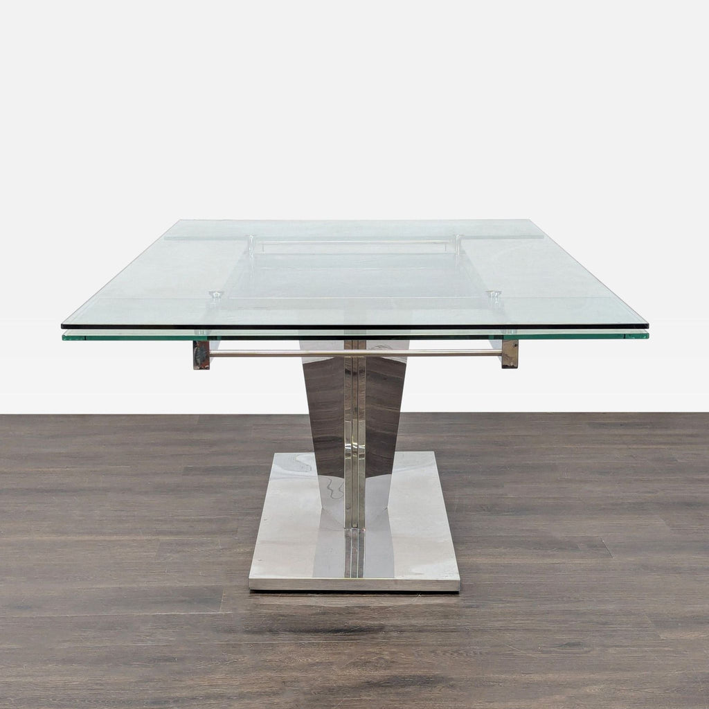 Glass and Metal Expandable Dining Table