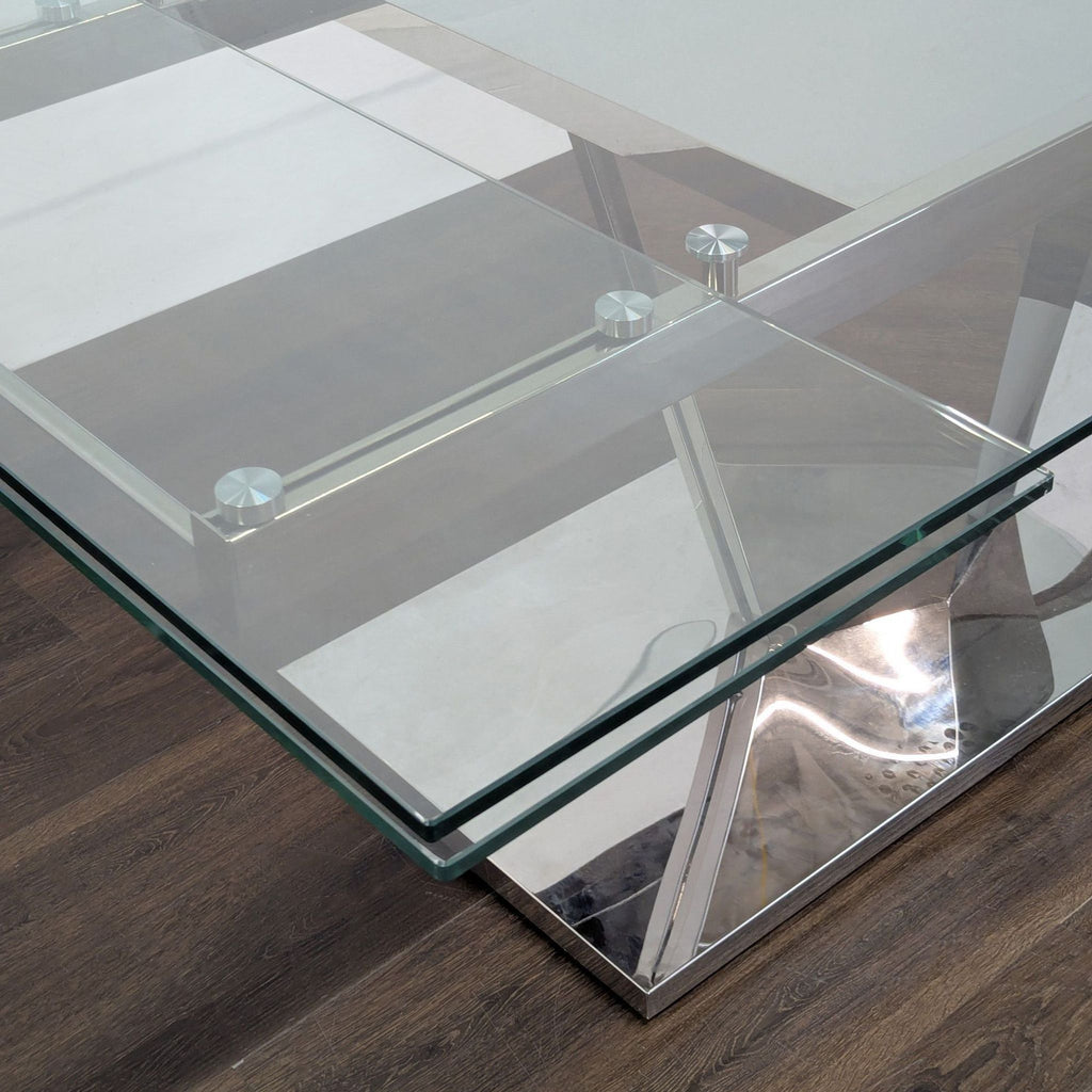 Glass and Metal Expandable Dining Table