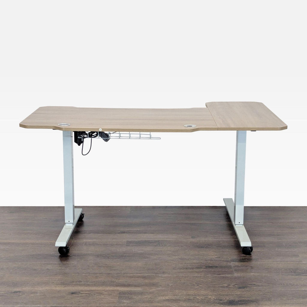 HEONAM Electric Height Adjustable L-Shaped Desk with Wheels