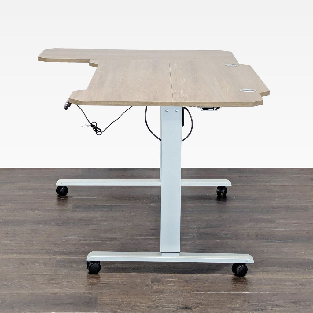 HEONAM Electric Height Adjustable L-Shaped Desk with Wheels