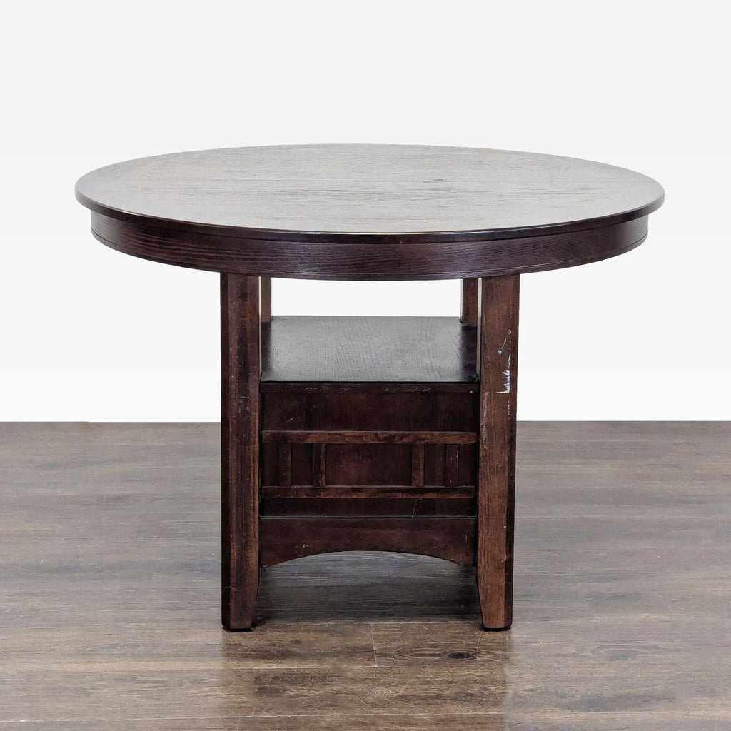Dark Wood 5-Piece Round Extendable Dining Set with Upholstered Chairs