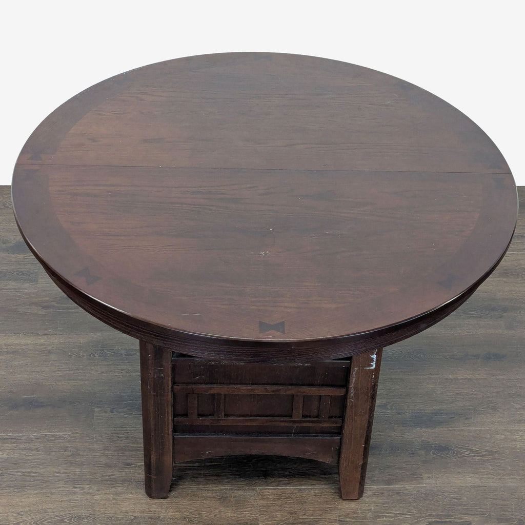 Dark Wood 5-Piece Round Extendable Dining Set with Upholstered Chairs