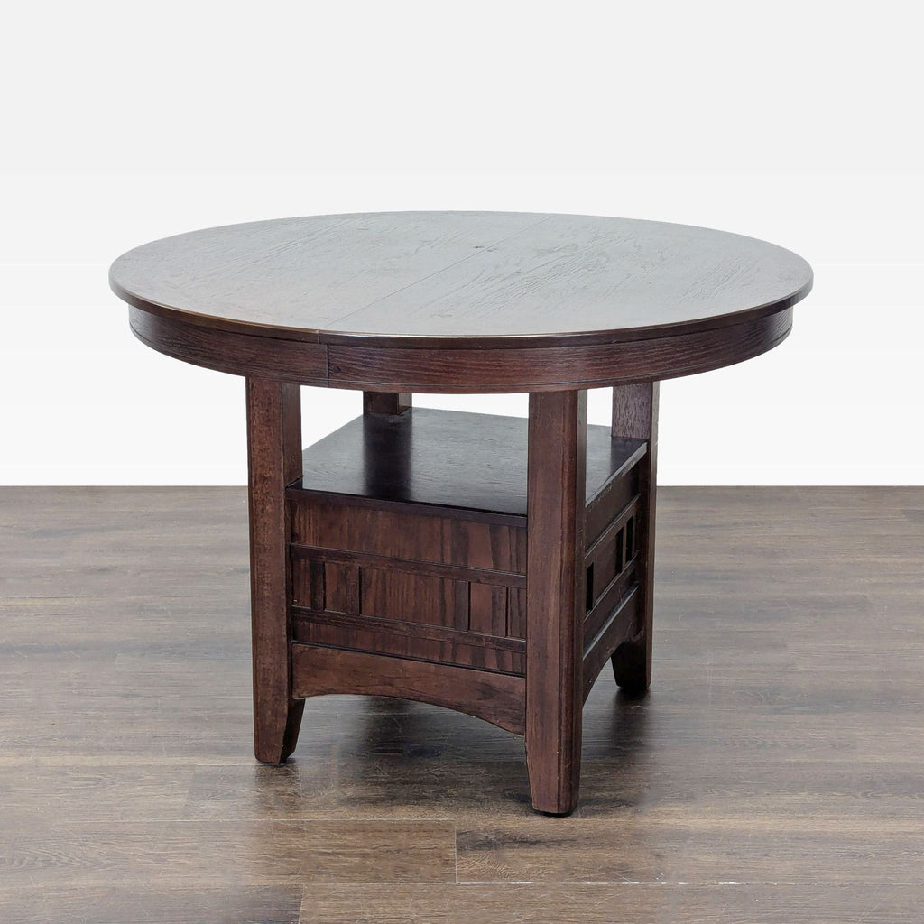 Dark Wood 5-Piece Round Extendable Dining Set with Upholstered Chairs