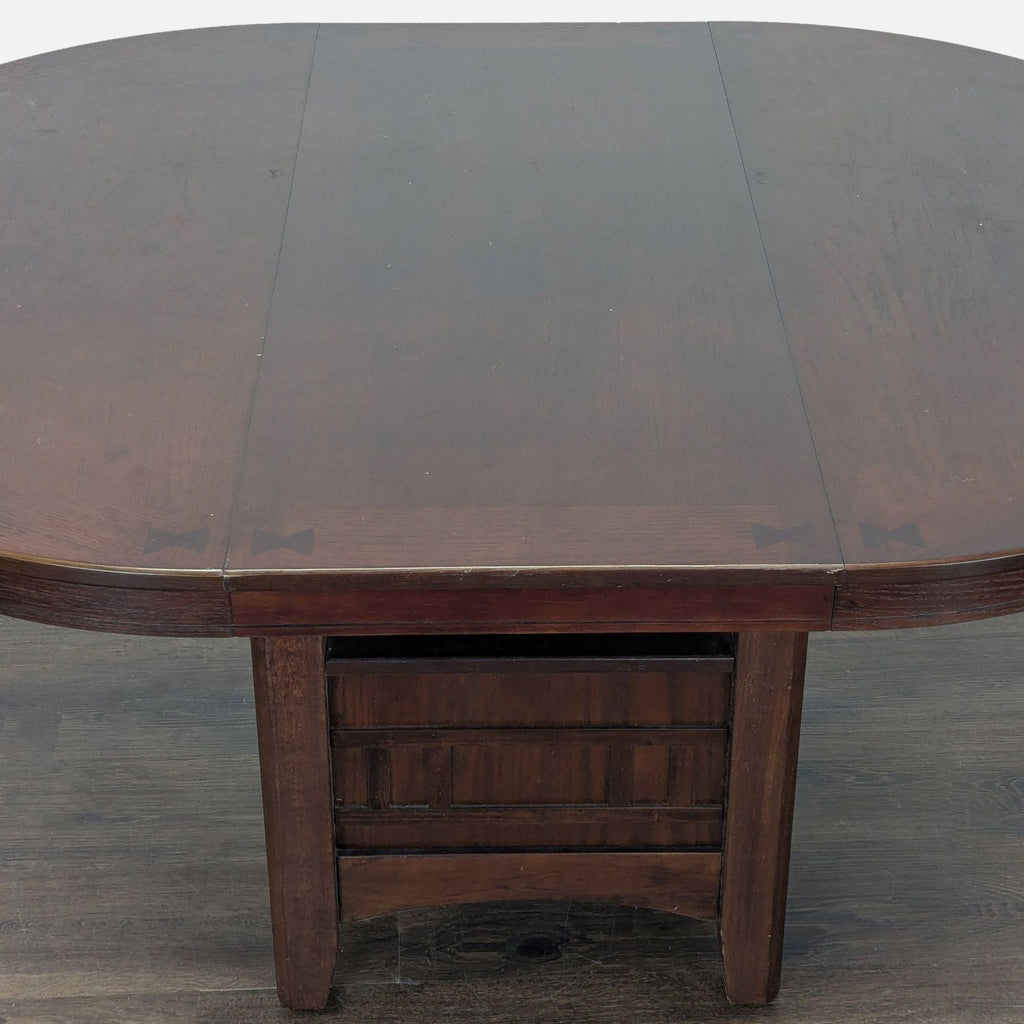 Dark Wood 5-Piece Round Extendable Dining Set with Upholstered Chairs