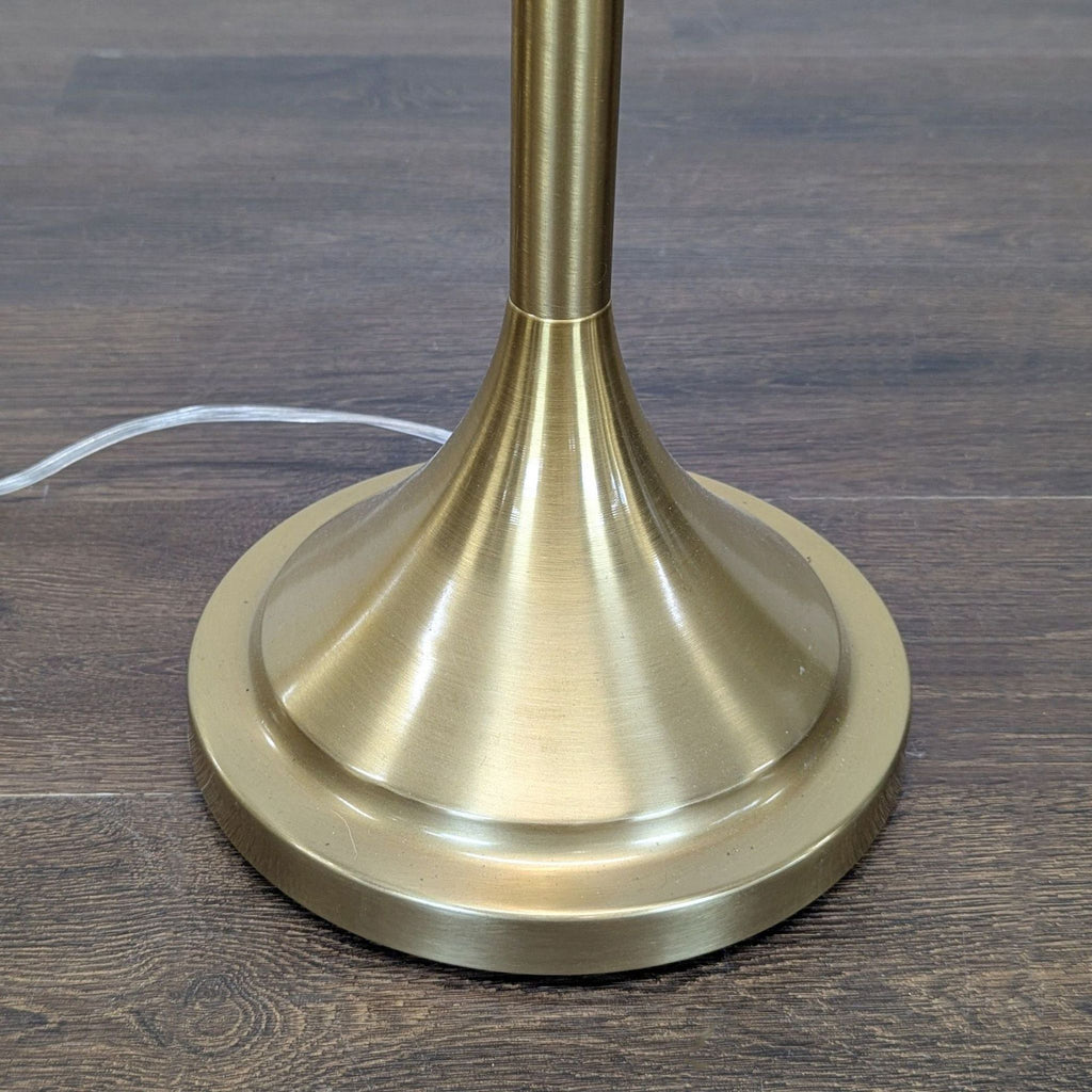 Mid-Century Modern Style Brass Floor Lamp with White Fabric Shade