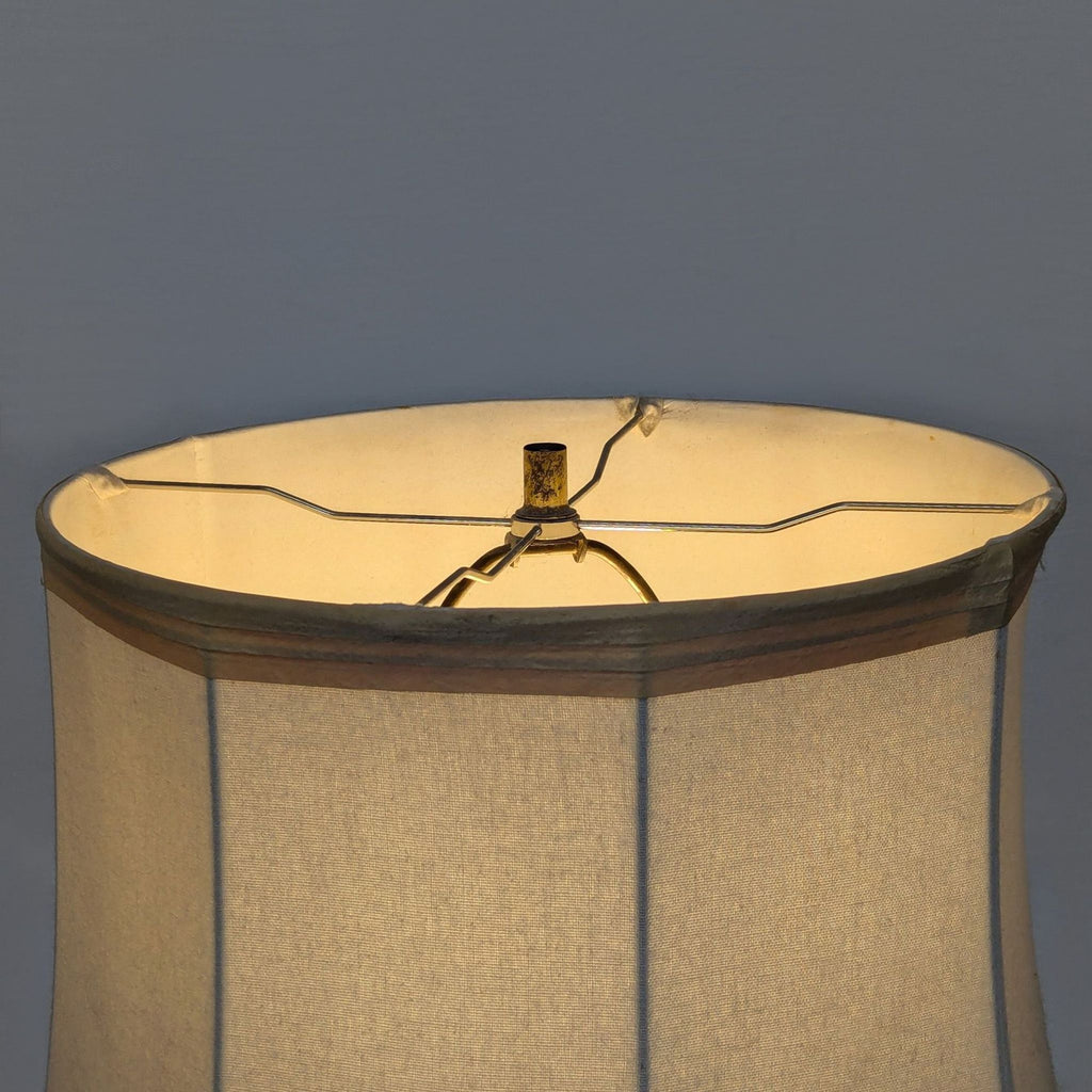 Vintage Table Lamp with Colorful Geometric Base and Cream Shade