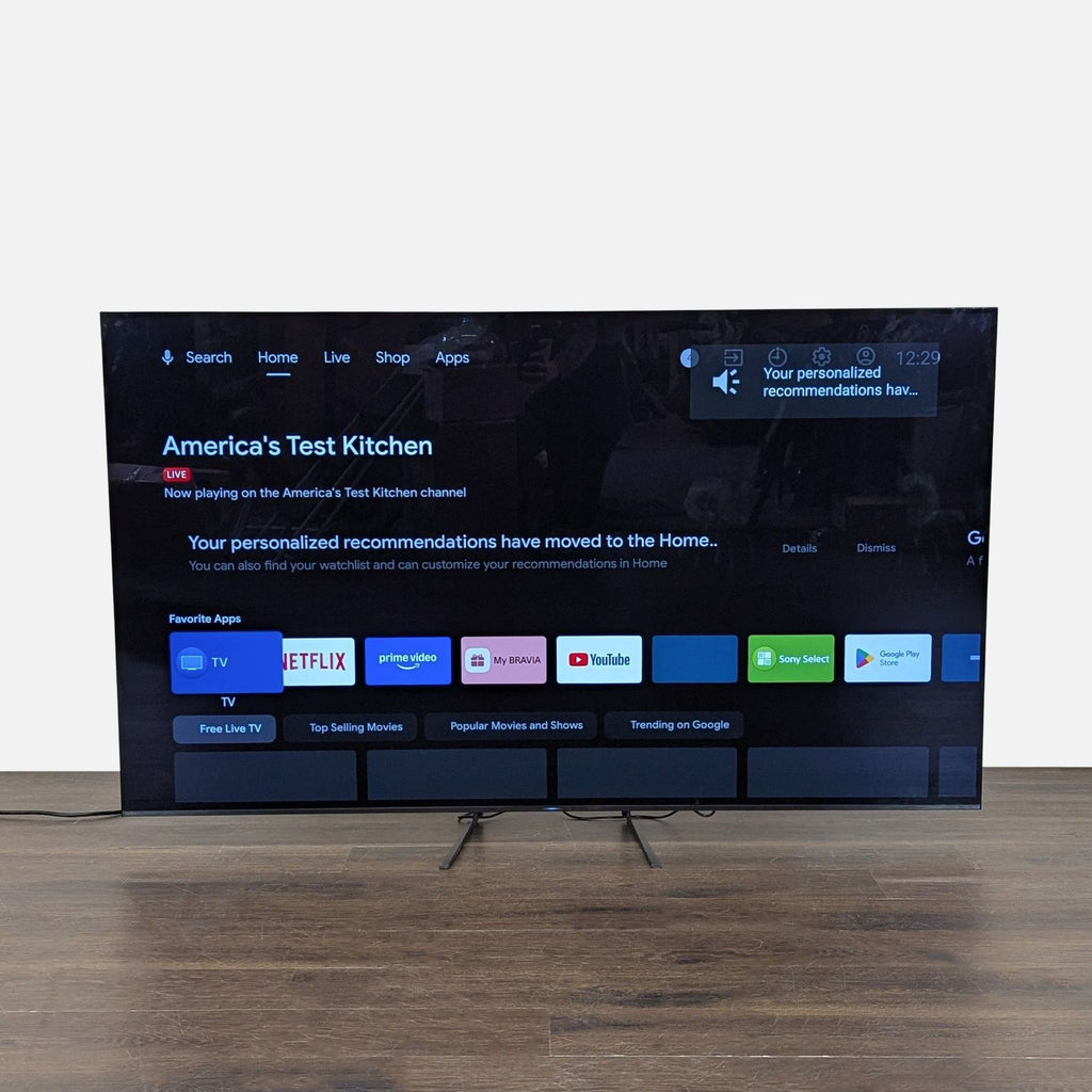 Sony 65-inch 4K Smart TV with built-in Android TV, sleek design, and vibrant display on stylish stand.