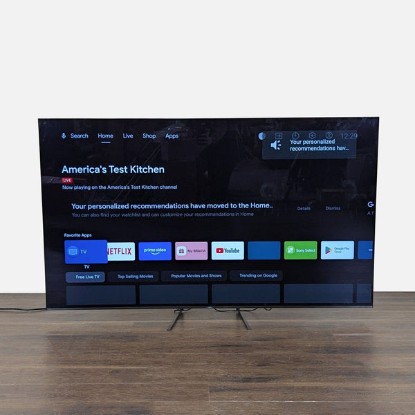 Sony 65-inch 4K Smart TV with built-in Android TV, sleek design, and vibrant display on stylish stand.