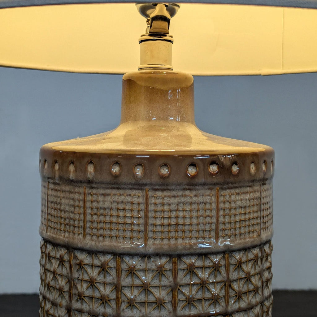 Pottery Barn Emma Textured Ceramic Table Lamp with Drum Shade
