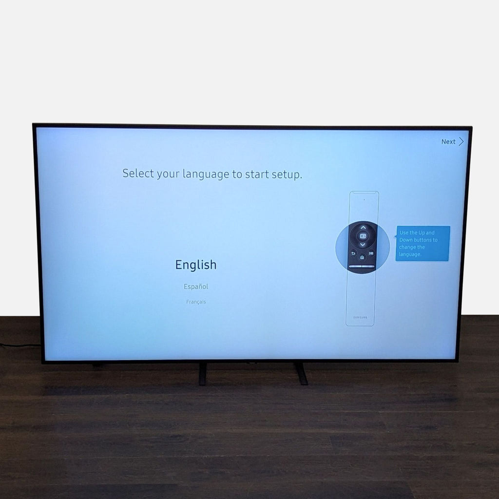 Sleek Samsung 4K 65-inch TV displaying clear visuals; modern design fits well in any room setting.