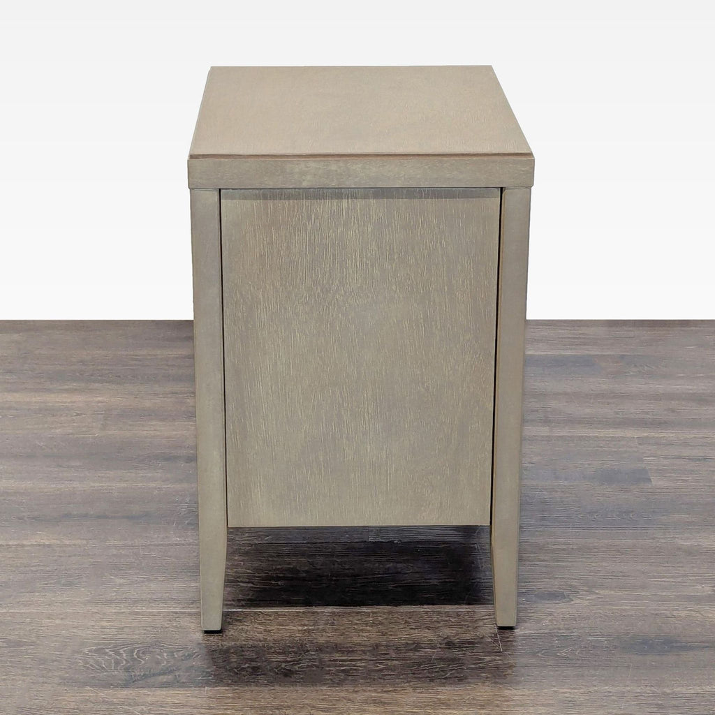 2. Side view of Crafted Home end table, showing smooth wood surface and clean, modern design with no drawers visible.