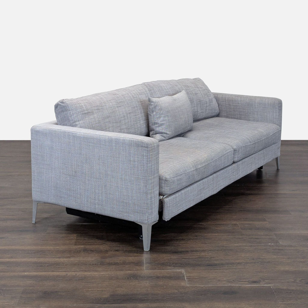Modern Gray Sleeper Sofa with Pull-Out Bed and Pillow