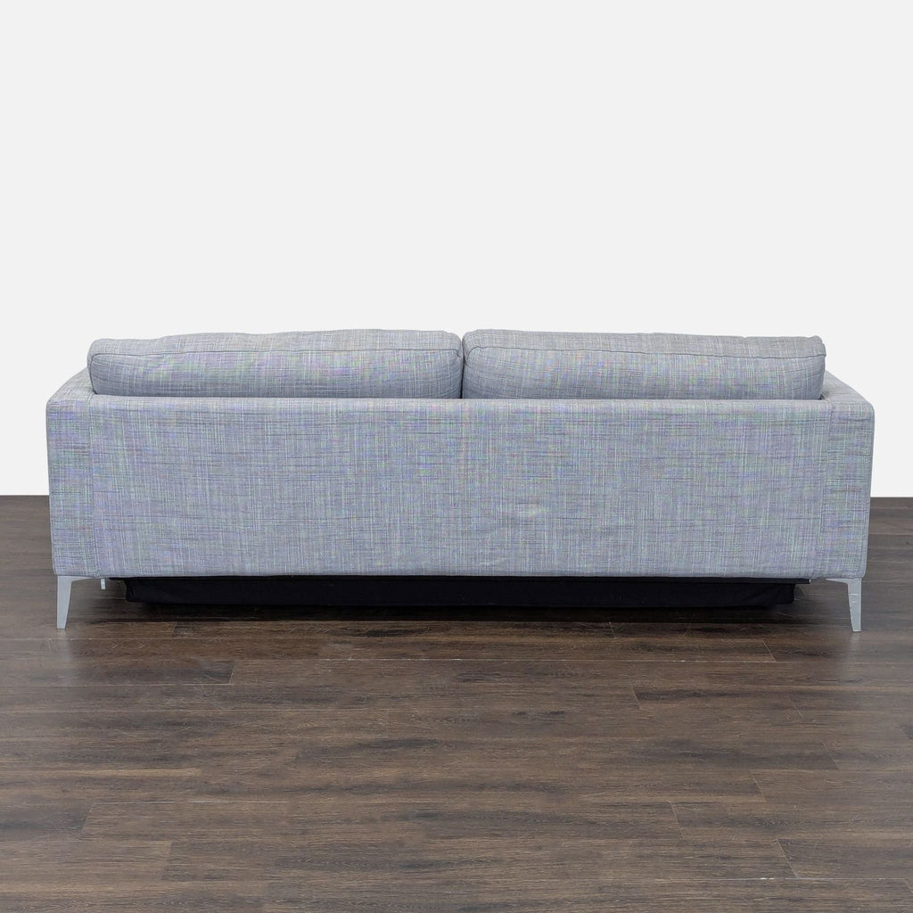 Modern Gray Sleeper Sofa with Pull-Out Bed and Pillow