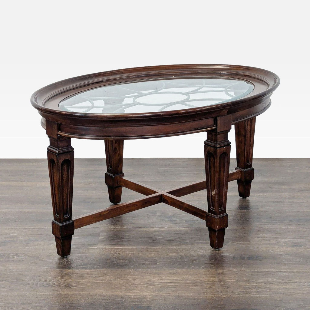 Decorative Iron and Glass Top Coffee Table