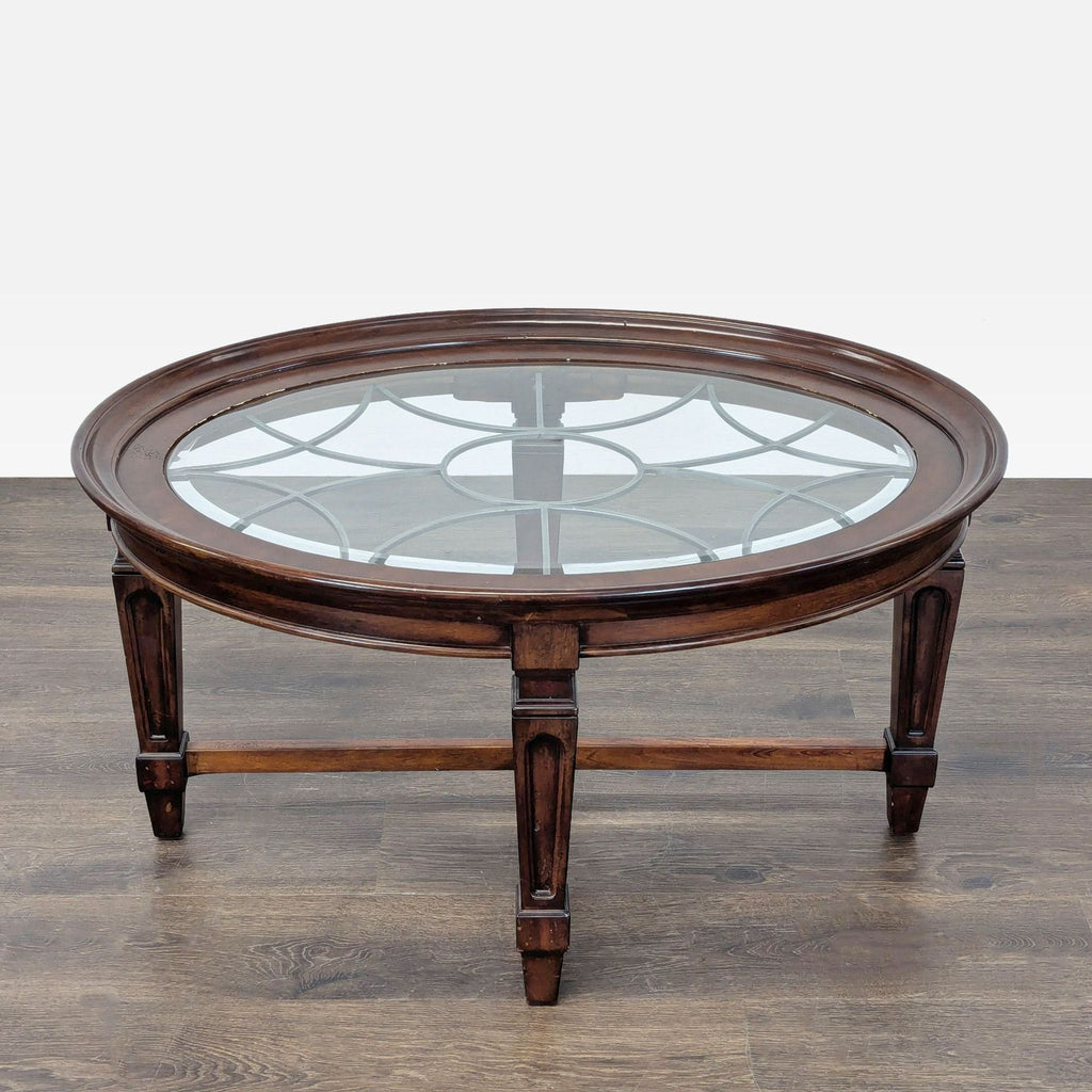 Decorative Iron and Glass Top Coffee Table