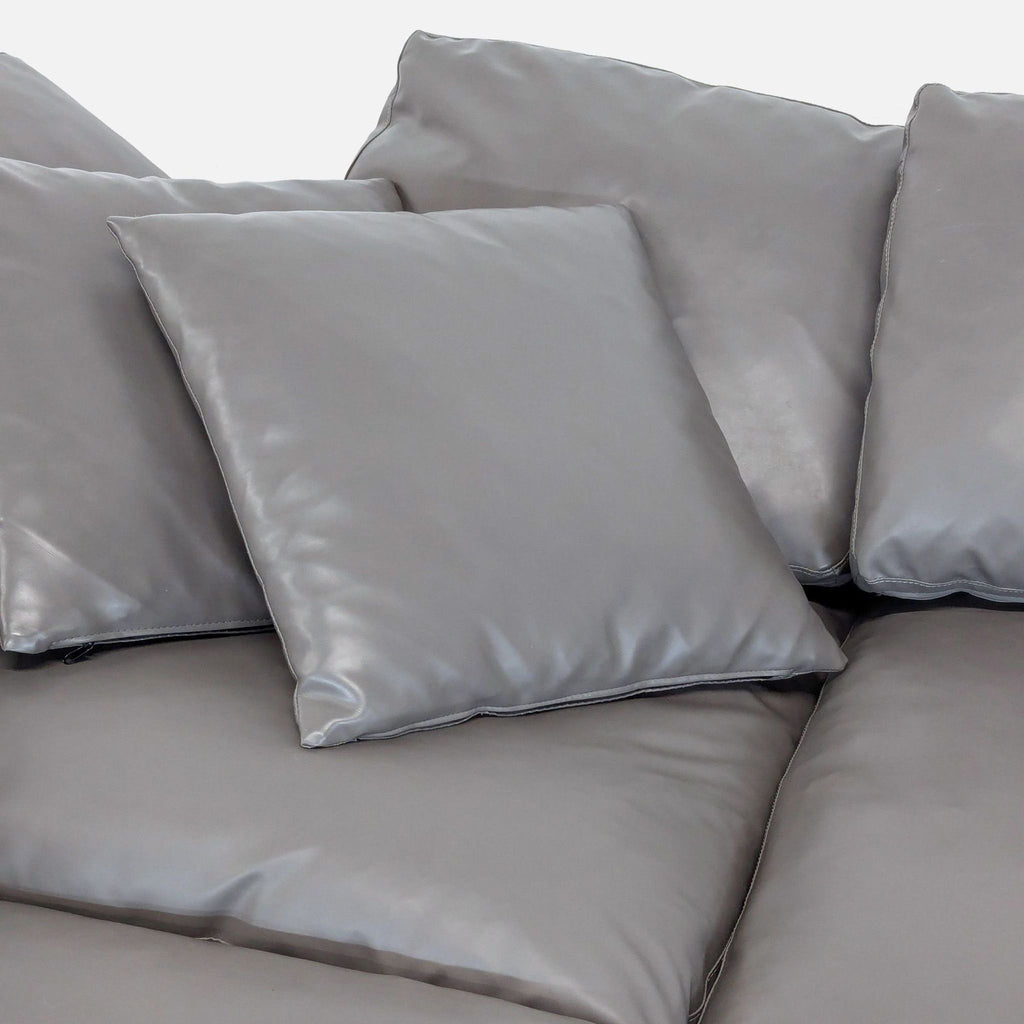 Modway grey sectional with durable vegan leather and deep, plush seating—ideal for large living rooms or gatherings.