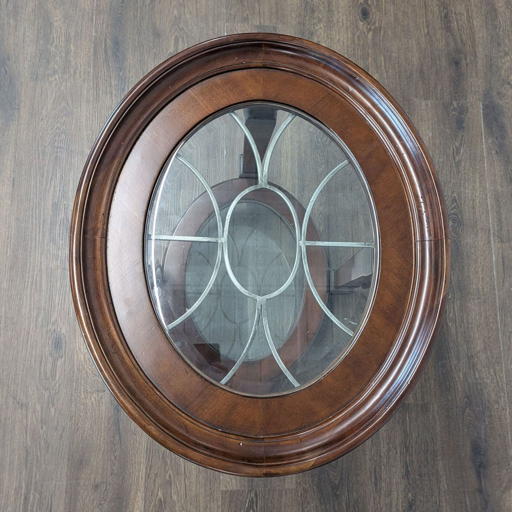 Wood End Table with Glass Insert Top and Shelf
