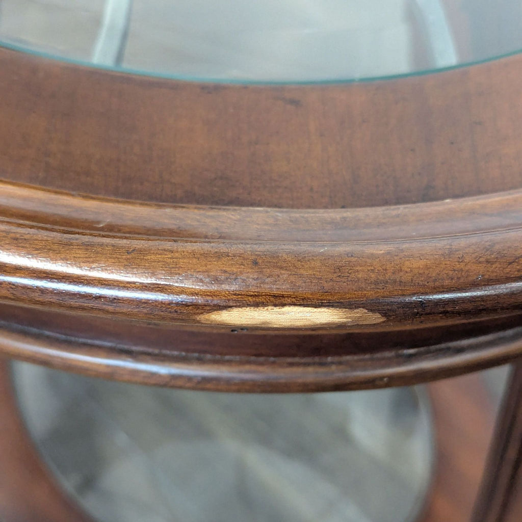 Wood End Table with Glass Insert Top and Shelf
