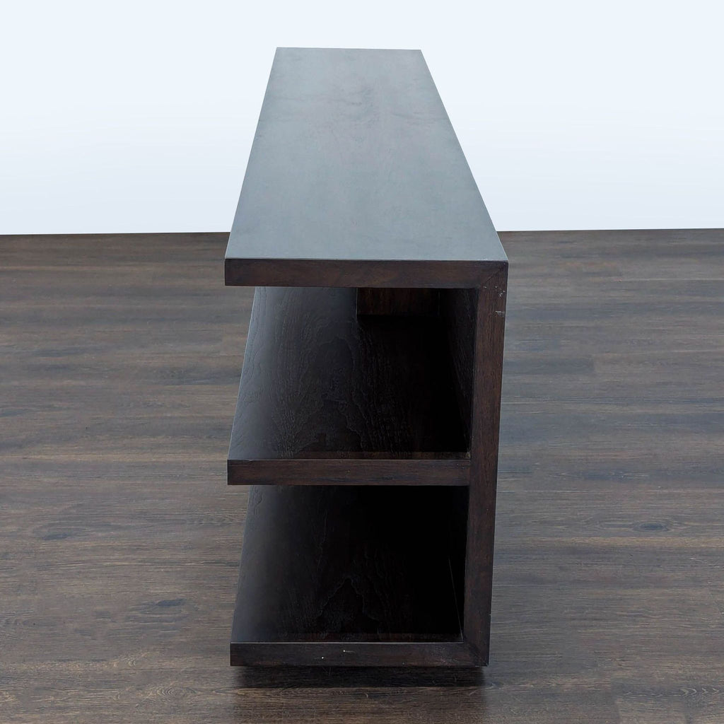 Modern Dark Wood 3-Tier Bookshelf with Open Shelves