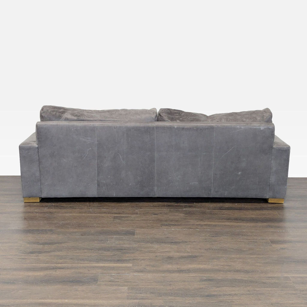 Restoration Hardware Maxwell 3-Seat Modern Gray Leather Sofa