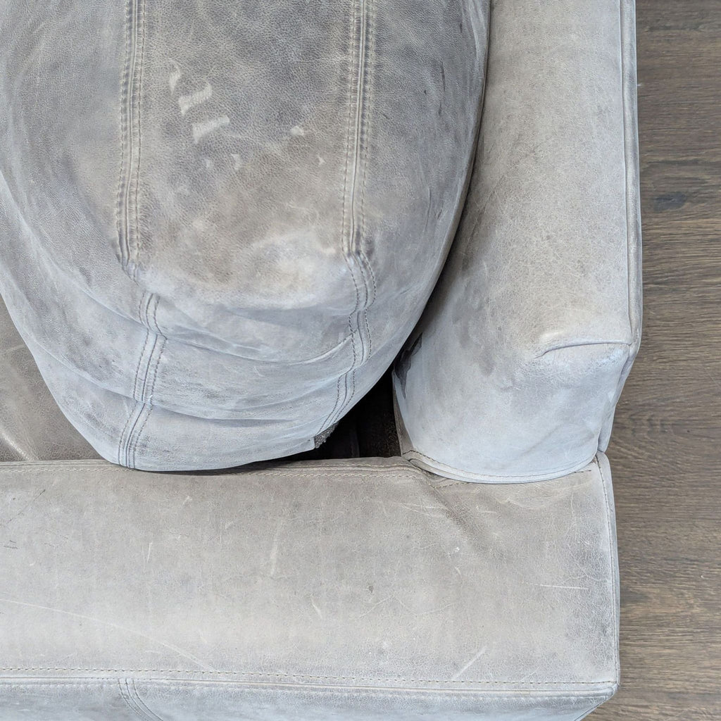 Restoration Hardware Maxwell 3-Seat Modern Gray Leather Sofa