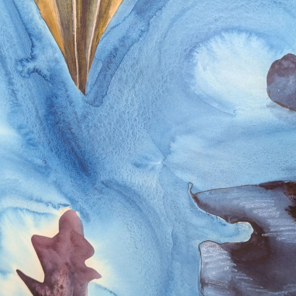 Mary Gizdich Original 1983 Abstract Watercolor Painting  Framed Art “Blue Waltz”
