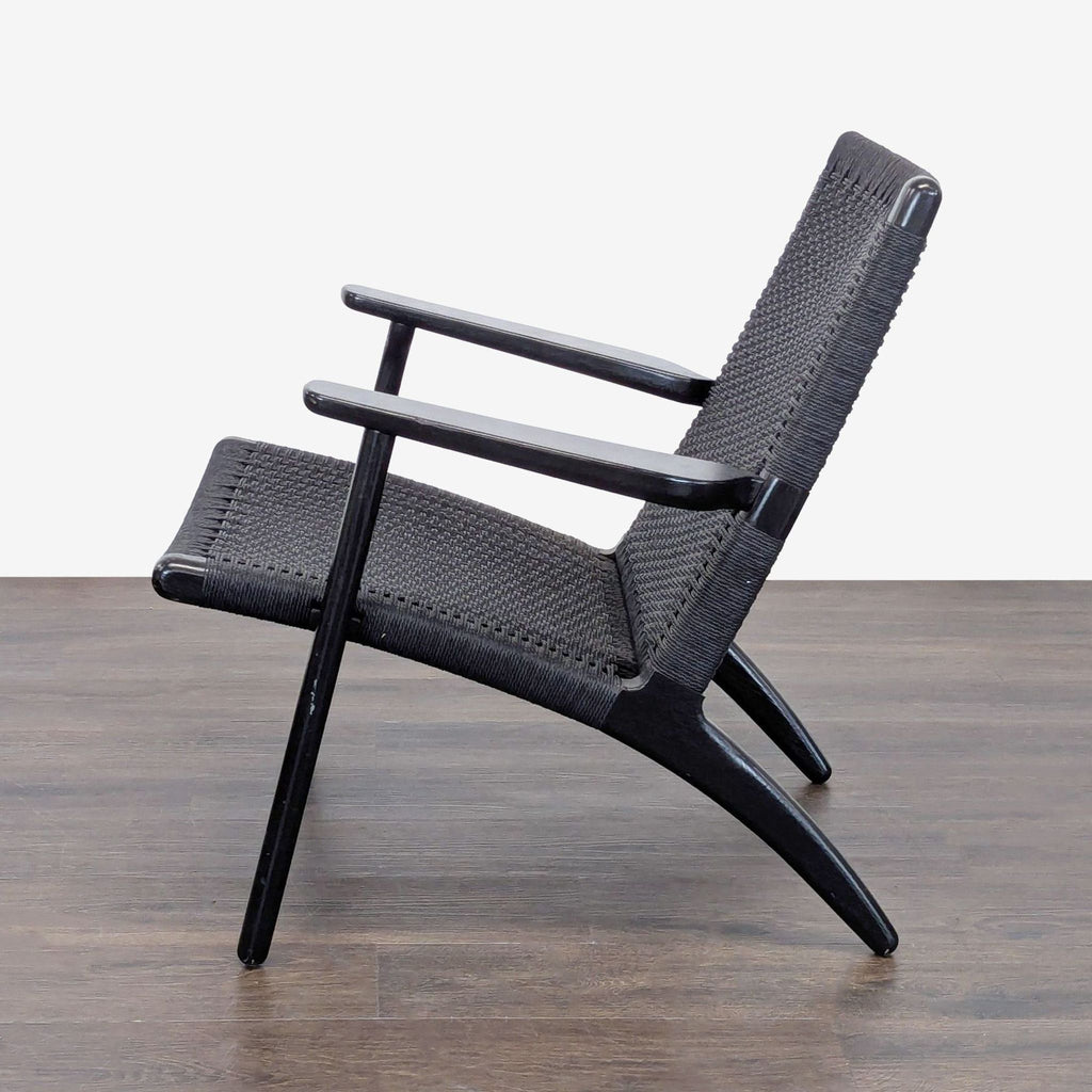 Carl Hansen & Son CH25 Modern Black Woven Lounge Chair by Hans J. Wegner